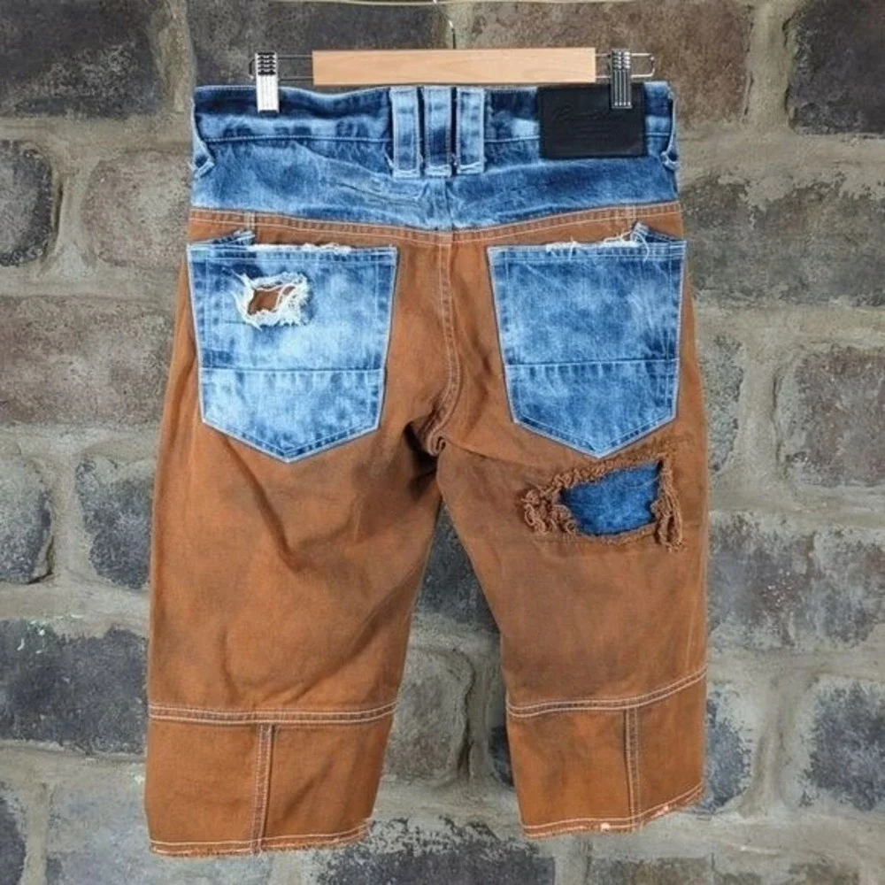Roar Jeans Rage of a Rebellion Mens 30 Distressed Two Tone Acid Wash Shorts Blue